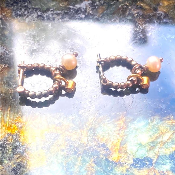 Small hoop earrings withPearl & Diamond charms